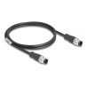 Delock - Sítový kabel - 8pinový M12-A (M) do 8pinový M12-A (M) - 1 m - 6 mm - S/FTP - CAT 5e - cerná