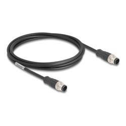 Delock - Sítový kabel - 8pinový M12-A (M) do 8pinový M12-A (M) - 2 m - 6 mm - S/FTP - CAT 5e - cerná