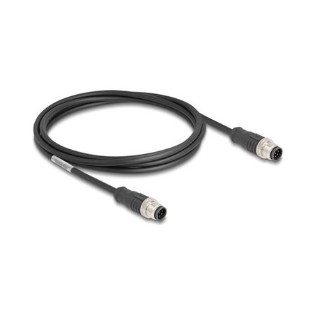Delock - Sítový kabel - 8pinový M12-A (M) do 8pinový M12-A (M) - 2 m - 6 mm - S/FTP - CAT 5e - cerná