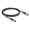 Delock - Sítový kabel - 8pinový M12-A (M) do 8pinový M12-A (M) - 2 m - 6 mm - S/FTP - CAT 5e - cerná