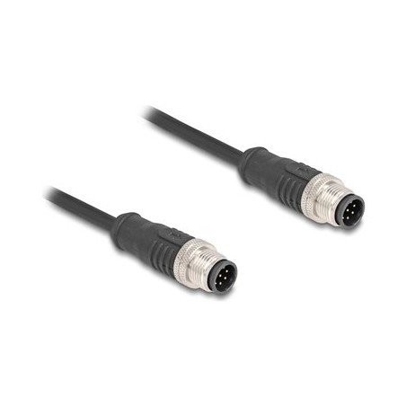 Delock - Sítový kabel - 8pinový M12-A (M) do 8pinový M12-A (M) - 5 m - 6 mm - S/FTP - CAT 5e - cerná