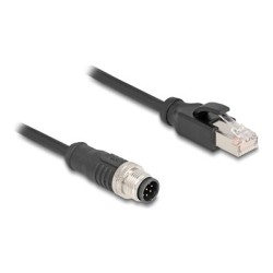 Delock - Sítový kabel - 8kolíkový M12 (M) do RJ-45 (M) - 2 m - 6 mm - S/FTP - CAT 5e - provedení bez hrbolku - cerná