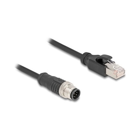 Delock - Sítový kabel - 8kolíkový M12 (M) do RJ-45 (M) - 2 m - 6 mm - S/FTP - CAT 5e - provedení bez hrbolku - cerná
