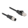 Delock - Sítový kabel - 8kolíkový M12 (M) do RJ-45 (M) - 2 m - 6 mm - S/FTP - CAT 5e - provedení bez hrbolku - cerná