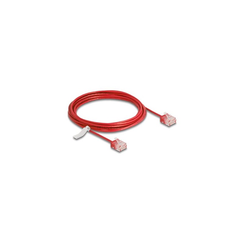 Delock - Patch kabel - RJ-45 (M) krátký do RJ-45 (M) krátký - 3 m - 2.6 mm - UTP - CAT 6 - ultra-tenký - cervená