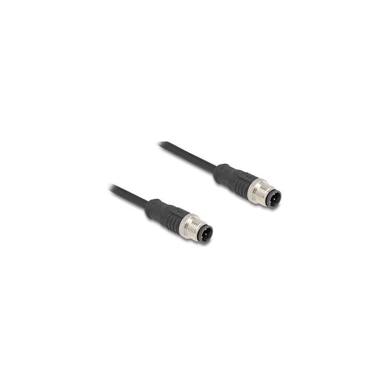 Delock - Sítový kabel - 4 piny M12-D (M) do 4 piny M12-D (M) - 2 m - 5 mm - S/FTP - CAT 5e - cerná