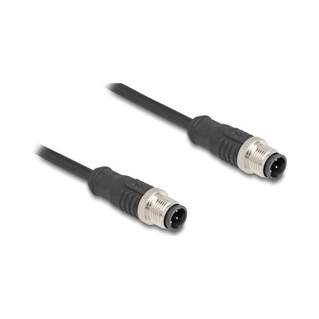 Delock - Sítový kabel - 4 piny M12-D (M) do 4 piny M12-D (M) - 2 m - 5 mm - S/FTP - CAT 5e - cerná