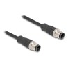 Delock - Sítový kabel - 4 piny M12-D (M) do 4 piny M12-D (M) - 2 m - 5 mm - S/FTP - CAT 5e - cerná
