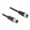 Delock - Sítový prodlužovací kabel - 4 piny M12-D (M) do 4 piny M12-D (F) - 5 m - 5 mm - S/FTP - CAT 5e - cerná