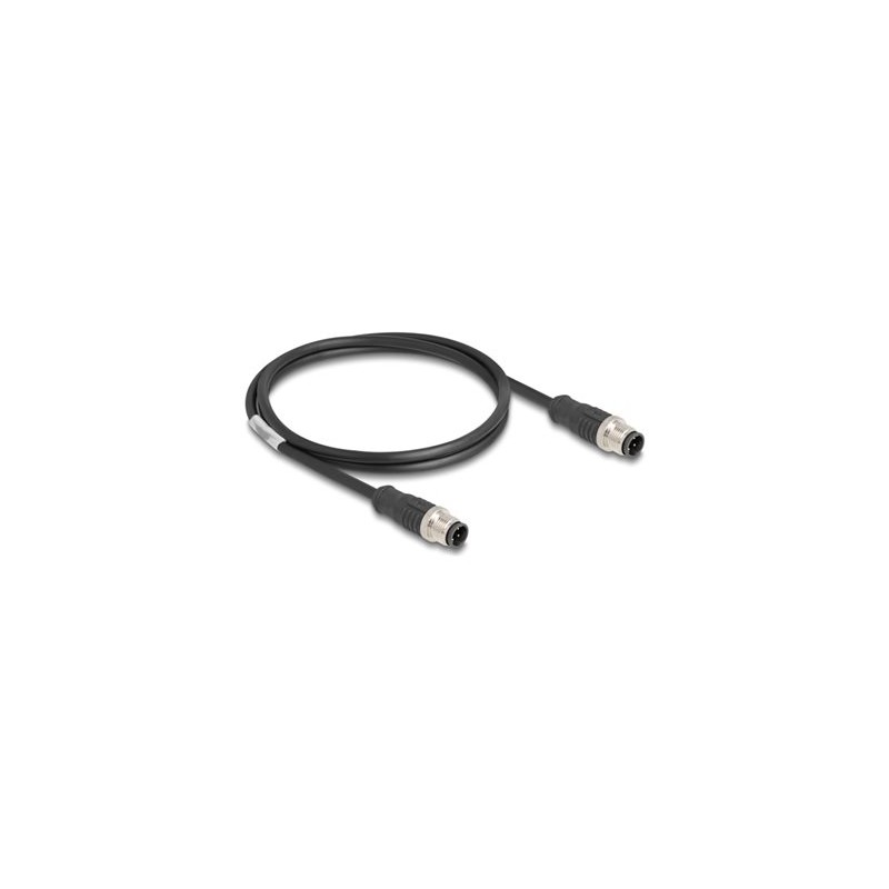 Delock - Sítový kabel - 4 piny M12 (M) do 4 piny M12 (M) - 1 m - 5 mm - S/FTP - CAT 5e - cerná