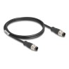 Delock - Sítový kabel - 4 piny M12 (M) do 4 piny M12 (M) - 1 m - 5 mm - S/FTP - CAT 5e - cerná