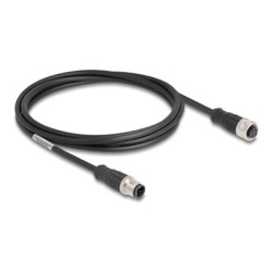 Delock - Sítový kabel - 4 piny M12 (M) do 4 piny M12 (F) - 2 m - 5 mm - S/FTP - CAT 5e - cerná