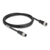 Delock - Sítový kabel - 4 piny M12 (M) do 4 piny M12 (F) - 2 m - 5 mm - S/FTP - CAT 5e - cerná