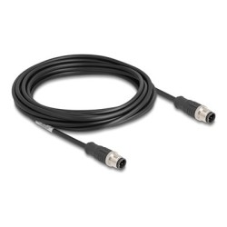 Delock - Sítový kabel - 4 piny M12 (M) do 4 piny M12 (M) - 5 m - 5 mm - S/FTP - CAT 5e - D-kódovaný - cerná