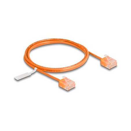 Delock - Patch kabel - RJ-45 (M) krátký do RJ-45 (M) krátký - 1 m - 2.6 mm - UTP - CAT 6 - lisovaný, ultra-tenký - oranžová