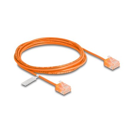 Delock - Patch kabel - RJ-45 (M) krátký do RJ-45 (M) krátký - 2 m - 2.6 mm - UTP - CAT 6 - lisovaný, ultra-tenký - oranžová