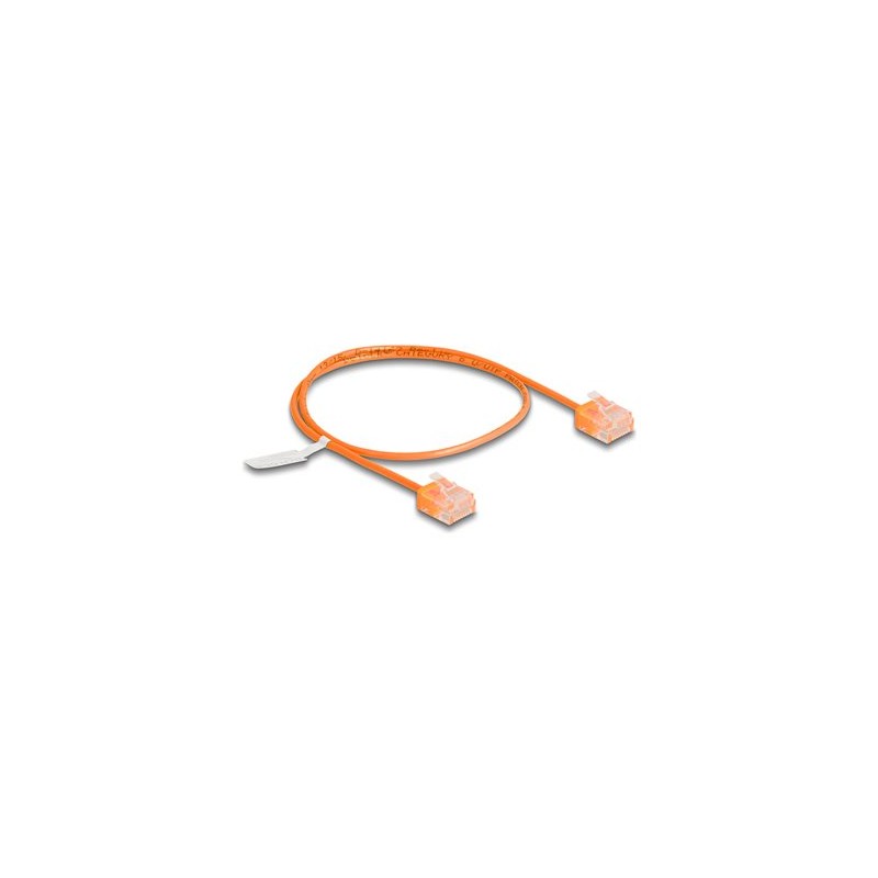 Delock - Patch kabel - RJ-45 (M) krátký do RJ-45 (M) krátký - 50 cm - 2.6 mm - UTP - CAT 6 - ultra-tenký - oranžová