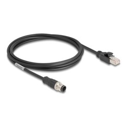 Delock - Sítový kabel - 4 piny M12 (M) do RJ-45 (M) - 2 m - 5 mm - S/FTP - CAT 5e - provedení bez hrbolku, D-kódovaný - cerná