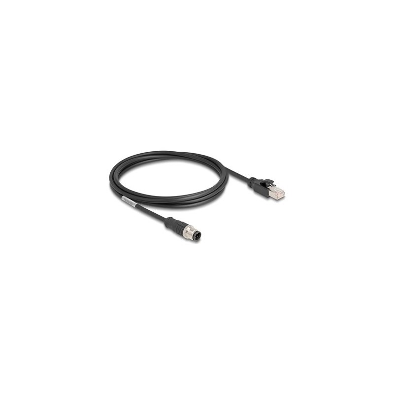 Delock - Sítový kabel - 4 piny M12 (M) do RJ-45 (M) - 2 m - 5 mm - S/FTP - CAT 5e - provedení bez hrbolku, D-kódovaný - cerná