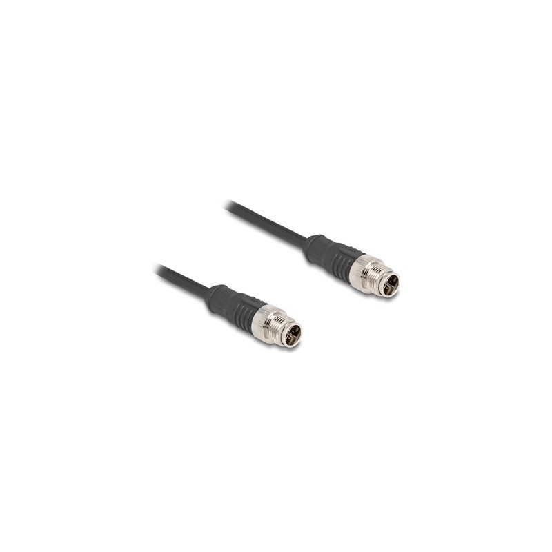 Delock - Sítový kabel - 8 pin M12-X (M) do 8 pin M12-X (M) - 2 m - 6 mm - S/FTP - CAT 5e - cerná