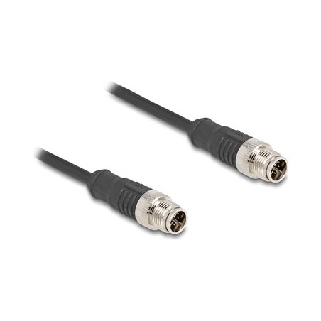 Delock - Sítový kabel - 8 pin M12-X (M) do 8 pin M12-X (M) - 2 m - 6 mm - S/FTP - CAT 5e - cerná