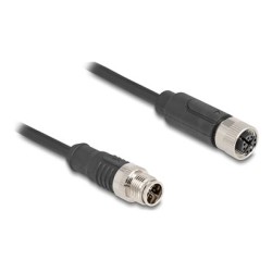 Delock - Sítový kabel - 8 pin M12-X (M) do 8 pin M12-X (F) - 2 m - 6 mm - S/FTP - CAT 5e - cerná