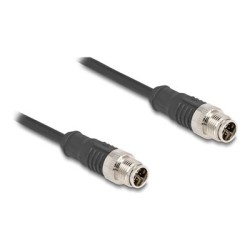 Delock - Sítový kabel - 8 pin M12-X (M) do 8 pin M12-X (M) - 1 m - 6 mm - S/FTP - CAT 5e - cerná