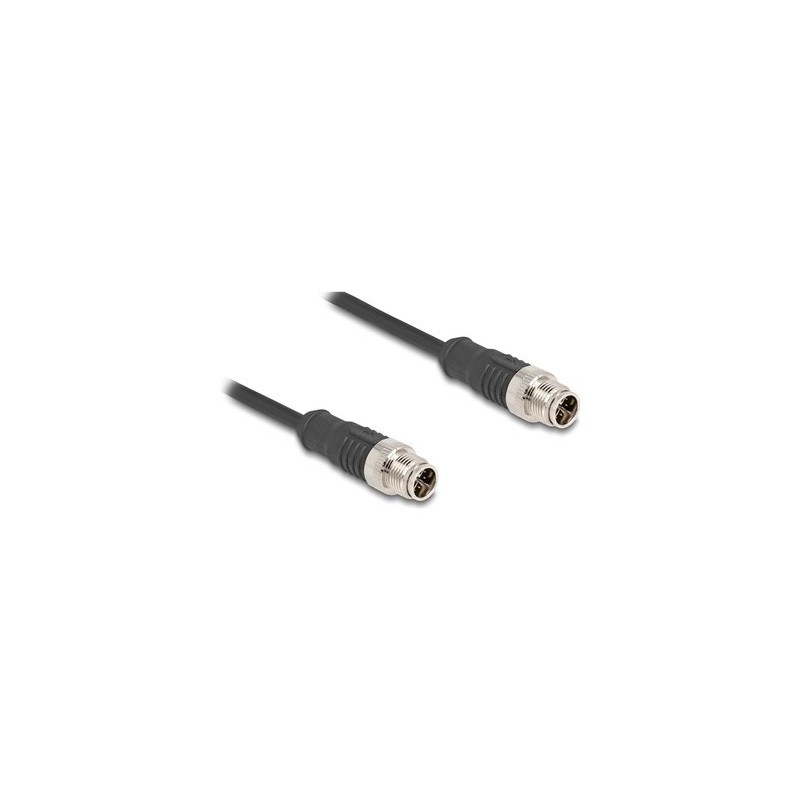 Delock - Sítový kabel - 8 pin M12-X (M) do 8 pin M12-X (M) - 1 m - 6 mm - S/FTP - CAT 5e - cerná
