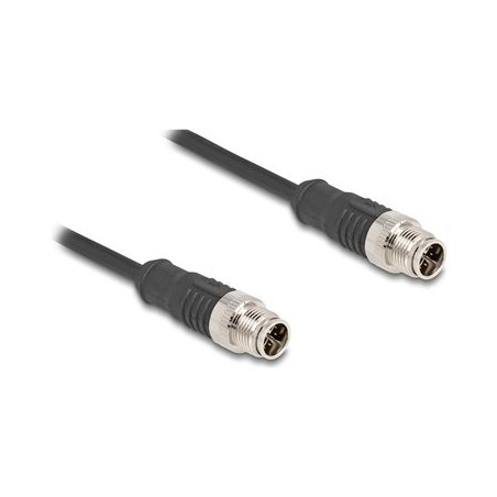 Delock - Sítový kabel - 8 pin M12-X (M) do 8 pin M12-X (M) - 1 m - 6 mm - S/FTP - CAT 5e - cerná