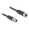 Delock - Sítový prodlužovací kabel - 8 pin M12-X (M) do 8 pin M12-X (F) - 1 m - 6 mm - S/FTP - CAT 5e - cerná