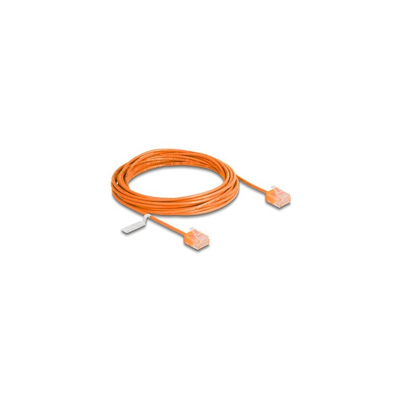 Delock - Patch kabel - RJ-45 (M) krátký do RJ-45 (M) krátký - 5 m - 2.6 mm - UTP - CAT 6 - ultra-tenký - oranžová