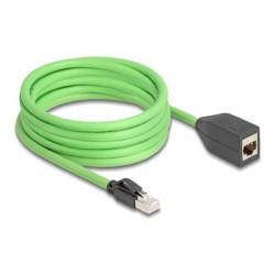 Delock - Prodlužovací kabel - RJ-45 (M) do RJ-45 (F) - 5 m - 6.8 mm - SF/UTP - CAT 6a - provedení bez hrbolku - zelená