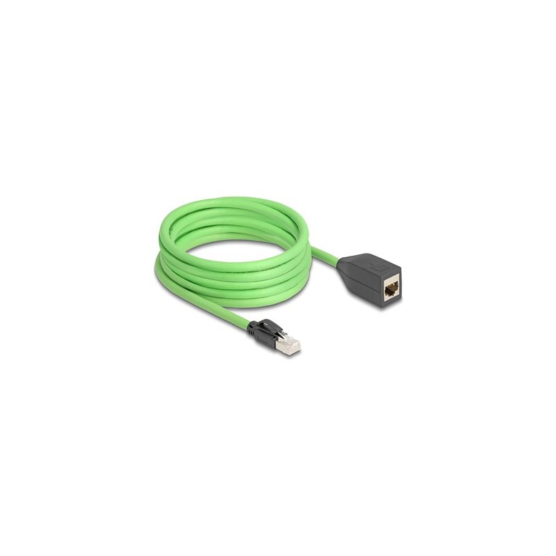 Delock - Prodlužovací kabel - RJ-45 (M) do RJ-45 (F) - 5 m - 6.8 mm - SF/UTP - CAT 6a - provedení bez hrbolku - zelená