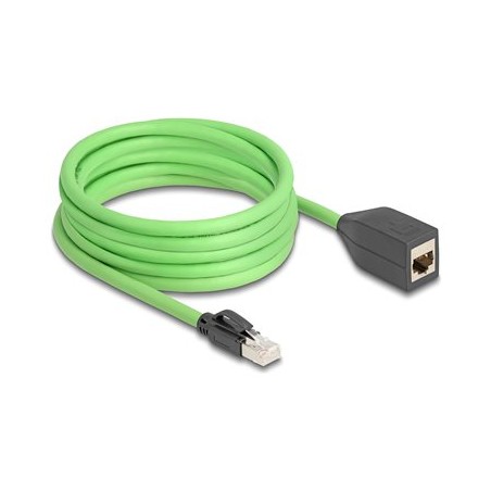 Delock - Prodlužovací kabel - RJ-45 (M) do RJ-45 (F) - 5 m - 6.8 mm - SF/UTP - CAT 6a - provedení bez hrbolku - zelená