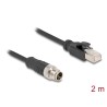 Delock - Sítový kabel - 8 pin M12-X (M) do RJ-45 (M) - 2 m - 6 mm - S/FTP - CAT 5e - bootovaný, provedení bez hrbolku - cerná