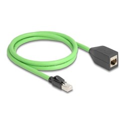 Delock - Prodlužovací kabel - RJ-45 (M) do RJ-45 (F) - 1 m - 6.8 mm - SF/UTP - CAT 6a - provedení bez hrbolku - zelená