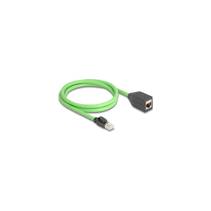 Delock - Prodlužovací kabel - RJ-45 (M) do RJ-45 (F) - 1 m - 6.8 mm - SF/UTP - CAT 6a - provedení bez hrbolku - zelená