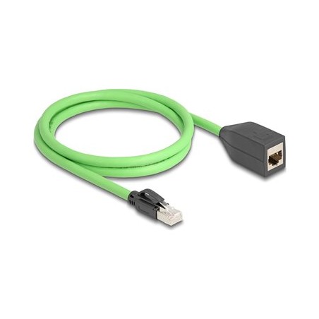 Delock - Prodlužovací kabel - RJ-45 (M) do RJ-45 (F) - 1 m - 6.8 mm - SF/UTP - CAT 6a - provedení bez hrbolku - zelená