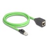 Delock - Prodlužovací kabel - RJ-45 (M) do RJ-45 (F) - 1 m - 6.8 mm - SF/UTP - CAT 6a - provedení bez hrbolku - zelená