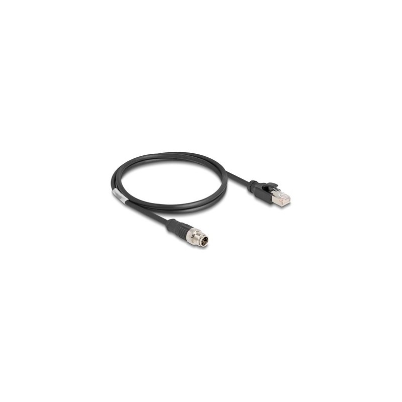 Delock - Sítový kabel - 8 pin M12-X (M) do RJ-45 (M) - 1 m - 6 mm - S/FTP - CAT 5e - provedení bez hrbolku - cerná