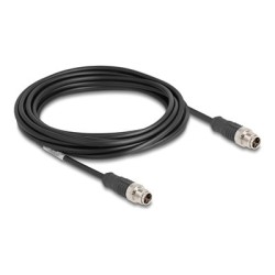 Delock - Sítový kabel - 8kolíkový M12 (M) do 8kolíkový M12 (M) - 5 m - 6 mm - S/FTP - CAT 5e - X-kódovaný - cerná