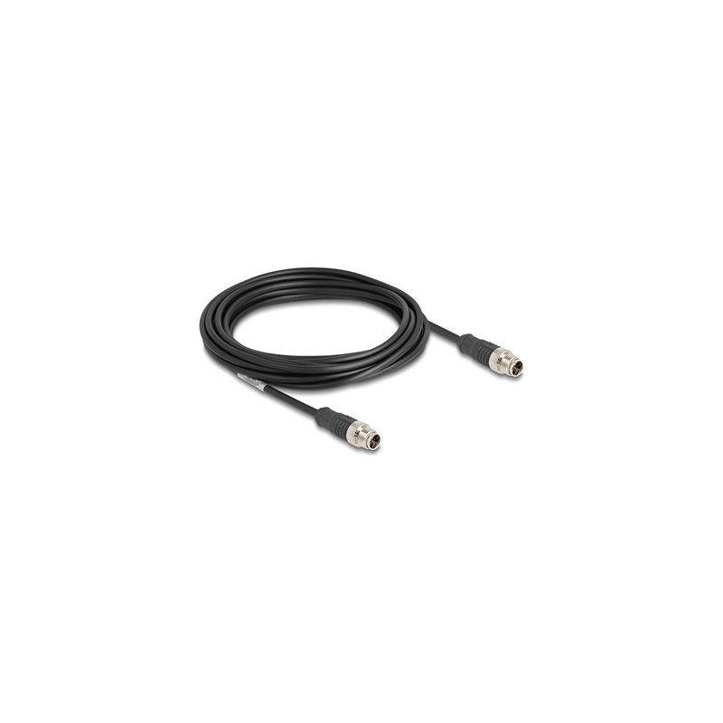 Delock - Sítový kabel - 8kolíkový M12 (M) do 8kolíkový M12 (M) - 5 m - 6 mm - S/FTP - CAT 5e - X-kódovaný - cerná
