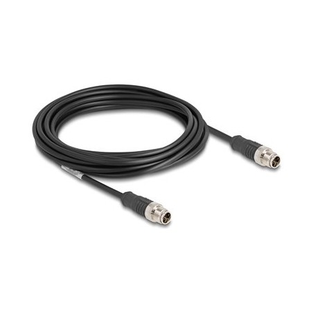 Delock - Sítový kabel - 8kolíkový M12 (M) do 8kolíkový M12 (M) - 5 m - 6 mm - S/FTP - CAT 5e - X-kódovaný - cerná