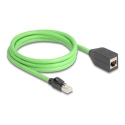 Delock - Sítový prodlužovací kabel - RJ-45 (F) do RJ-45 (M) - 2 m - 6.8 mm - SF/UTP - CAT 6a - bootovaný, provedení bez hrbolku
