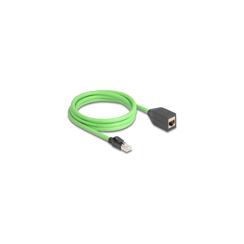Delock - Sítový prodlužovací kabel - RJ-45 (F) do RJ-45 (M) - 2 m - 6.8 mm - SF/UTP - CAT 6a - bootovaný, provedení bez hrbolku