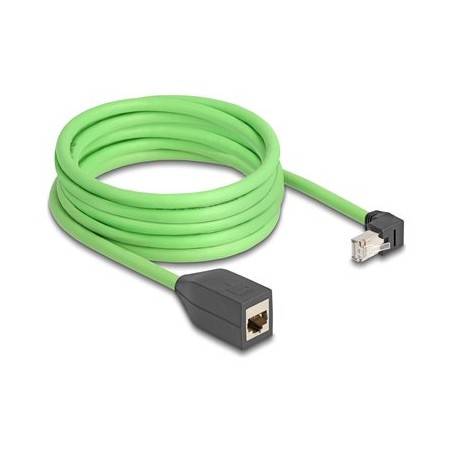 Delock - Prodlužovací kabel - RJ-45 (M) dolu zahnutý do RJ-45 (F) rovné - 5 m - 6.8 mm - SF/UTP - CAT 6a - zelená