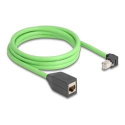 Delock - Sítový prodlužovací kabel - RJ-45 (M) dolu zahnutý do RJ-45 (F) - 2 m - 6.8 mm - SF/UTP - CAT 6a - bootovaný - zelená