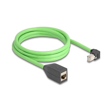Delock - Sítový prodlužovací kabel - RJ-45 (M) dolu zahnutý do RJ-45 (F) - 2 m - 6.8 mm - SF/UTP - CAT 6a - bootovaný - zelená