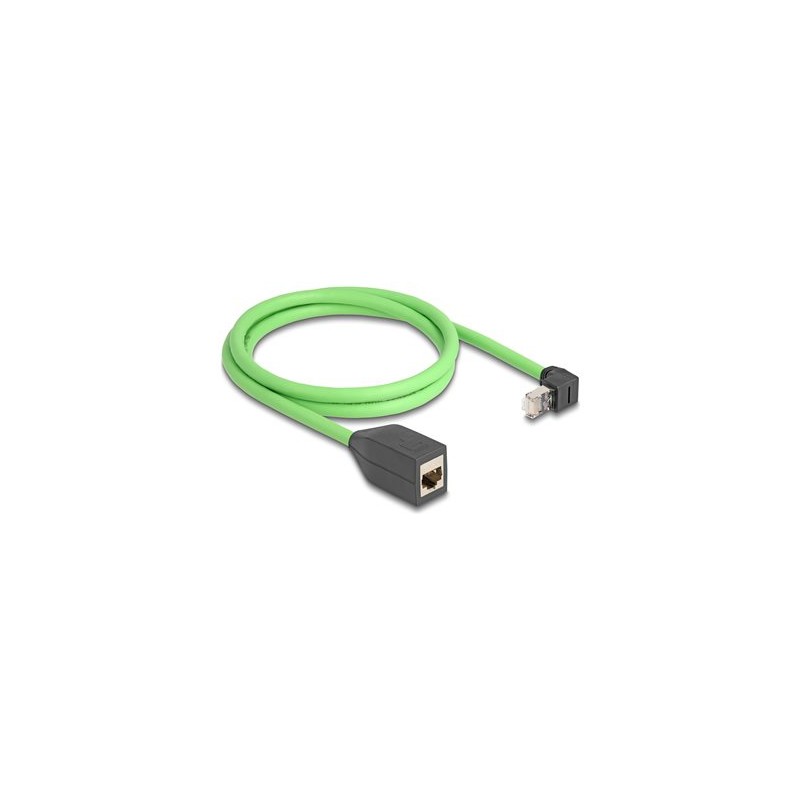 Delock - Prodlužovací kabel - RJ-45 (M) zahnutý nahoru do RJ-45 (F) rovné - 1 m - 6.8 mm - SF/UTP - CAT 6a - zelená