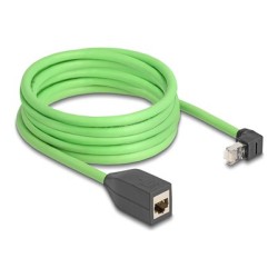 Delock - Prodlužovací kabel - RJ-45 (M) zahnutý nahoru do RJ-45 (F) rovné - 5 m - 6.8 mm - SF/UTP - CAT 6a - zelená